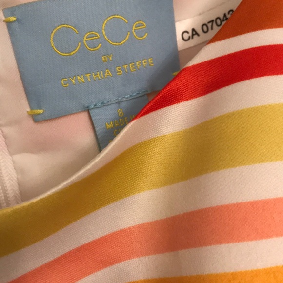 Jolie robe cocktail colorée avec motif à rayures - Picture 2 of 3